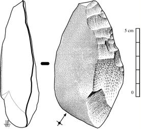 Raedera. Herramienta primitiva de piedra. Imagen, José Manuel Benito Álvarez, Wikimedia Commons.