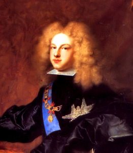 Felipe V, primero de los reyes españoles de la dinastía Borbón. Detalle de un retrato de Hyacinthe Rigaud