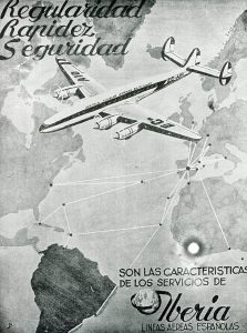 En 1954 empezaron a funcionar los aviones Super Constellation en la línea de Madrid a Nueva York. Los tiempos de máximo aislamiento internacional empezaban a pasar.