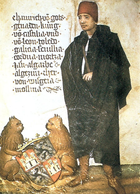 Enrique IV de Castilla, en cuyo reinado se instaló la primera ceca de Madrid. (Miniatura de un manuscrito de Jörg von Ehingehn, de mediados del siglo XV).