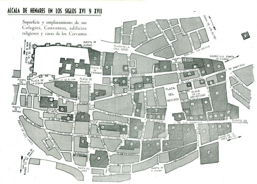 Plano de Alcalá de Henares en los siglos XVI y XVII