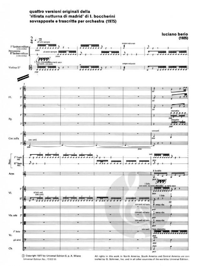 'Four original versions from the Madrid night retreat'. First page.